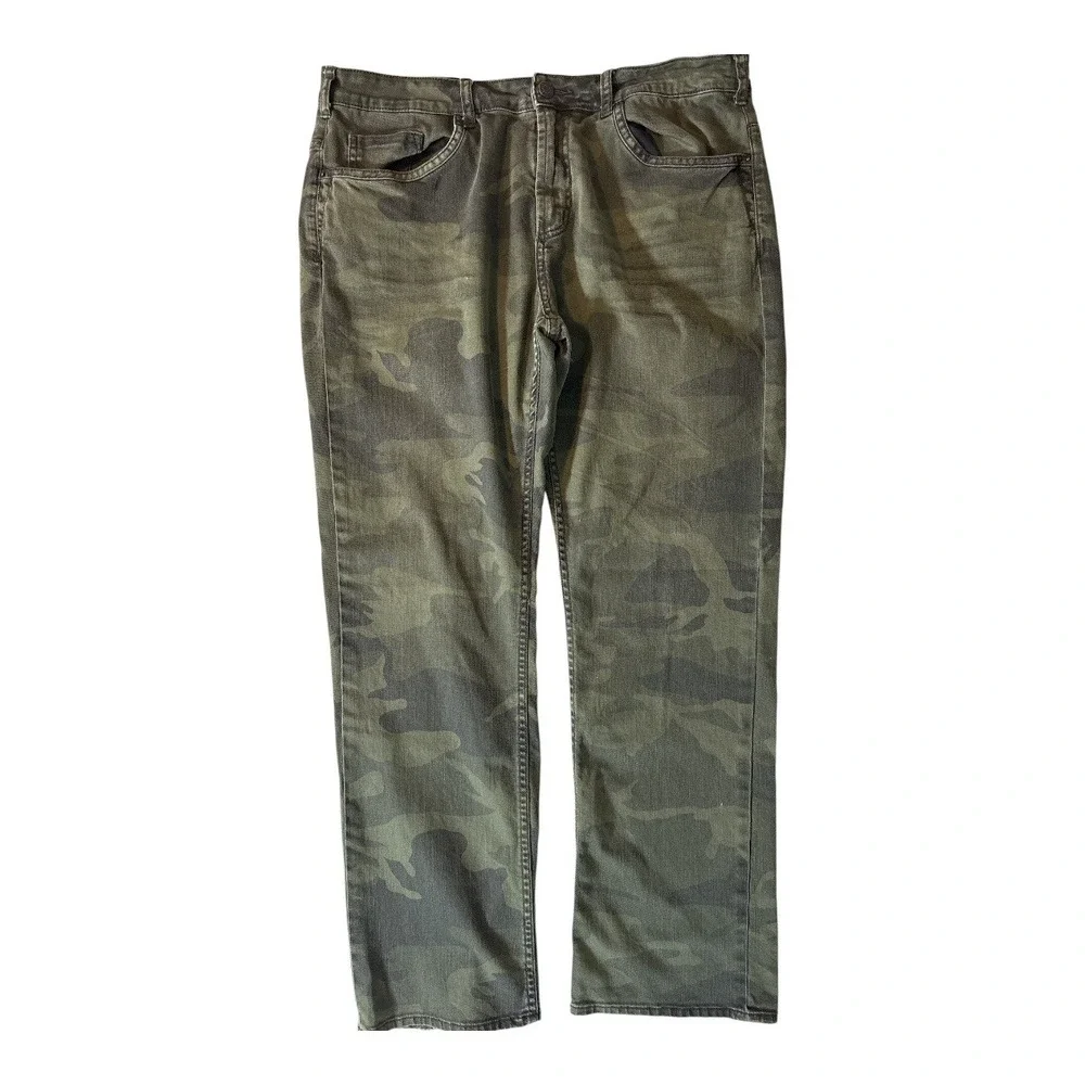 Buffalo David Bitton Mens Camo Straight Leg Jeans Green Camouflage 38x32